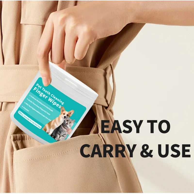 Disposable Finger Toothbrush Wipes for Dogs & Cats