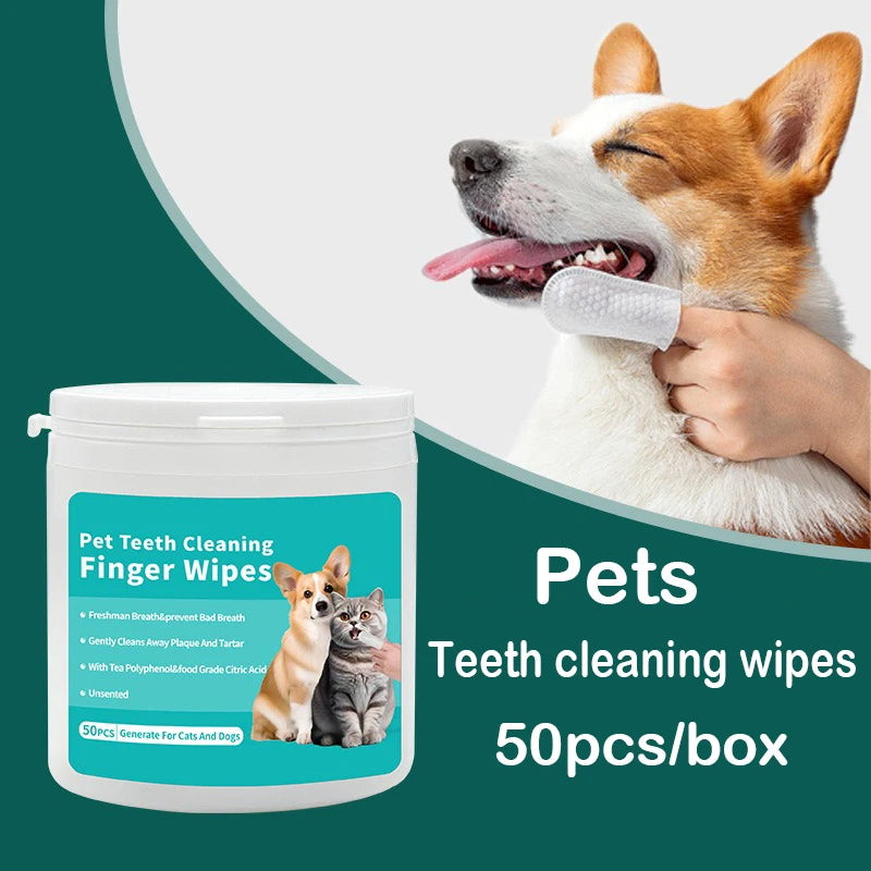 Disposable Finger Toothbrush Wipes for Dogs & Cats