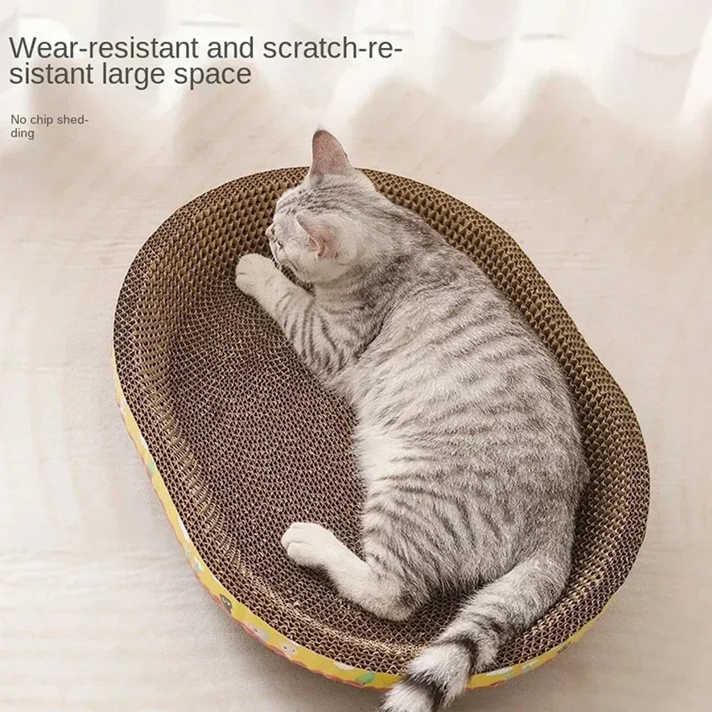 Cat lying on a wear-resistant and scratch-resistant large space product.